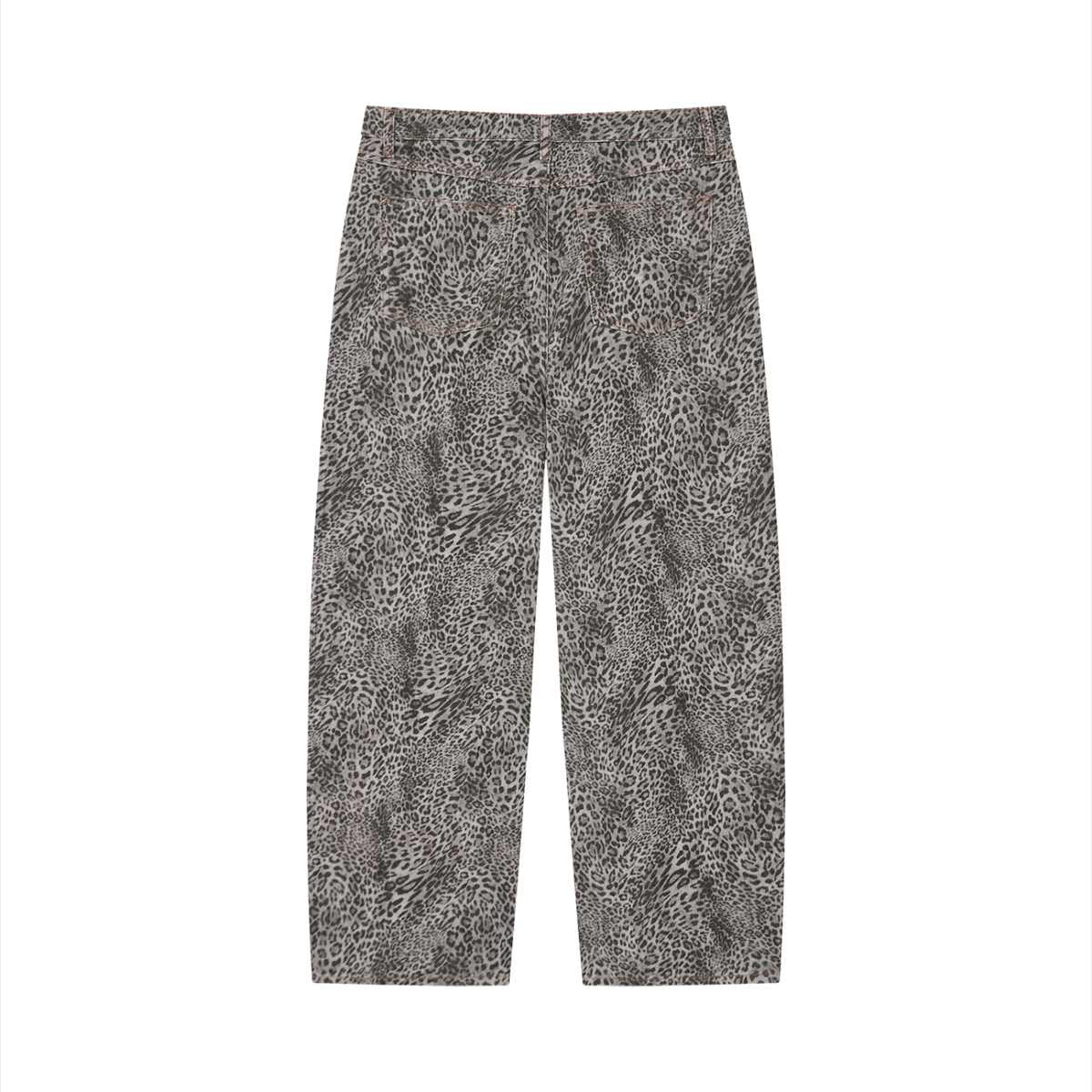 KS Leopard Wide-Leg Jeans — Gray