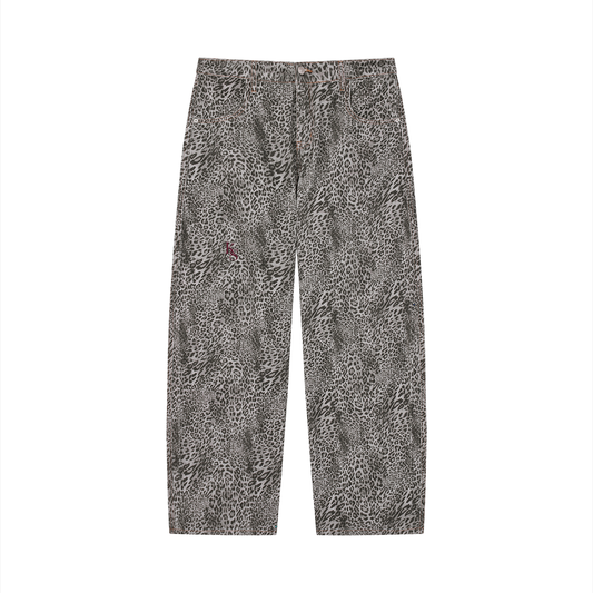 KS Leopard Wide-Leg Jeans — Gray