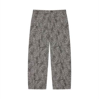 KS Leopard Wide-Leg Jeans — Gray