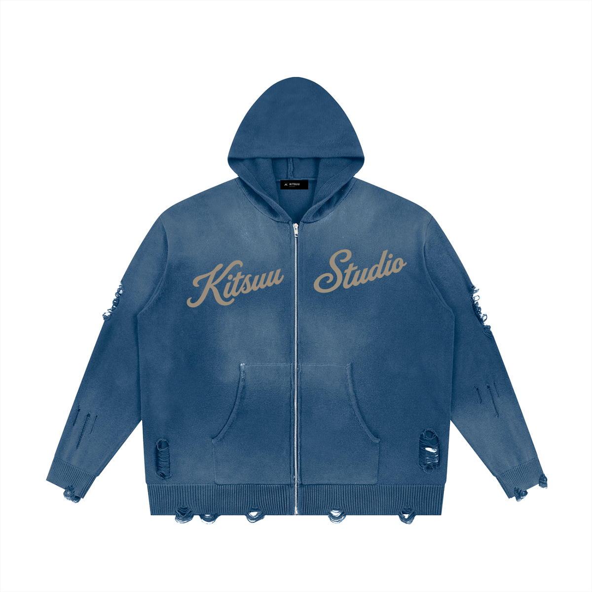 Signature Distressed Zip Hoodie