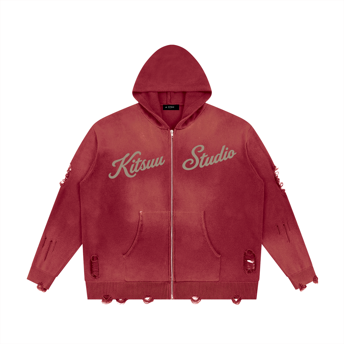 Signature Distressed Zip Hoodie